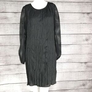 Christopher Deane Anthropologie 4 Black Shift Dress LBD Long sleeves